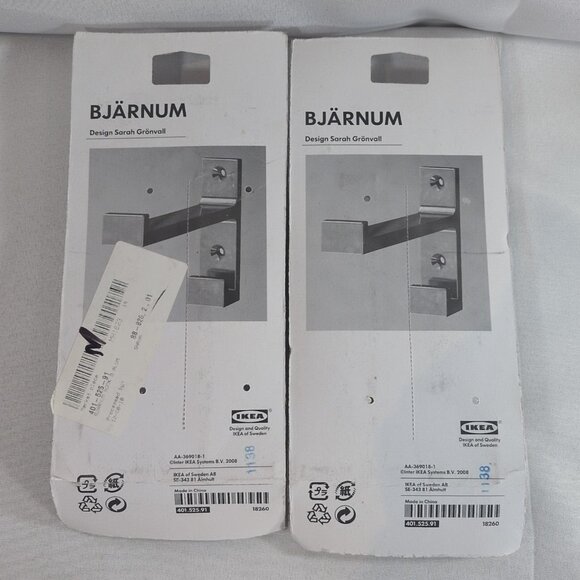 2x Ikea Bjarnum Aluminum Wall Hook Shelk Bracket 401.525.91 Sarah Gronvall NEW - Picture 2 of 9